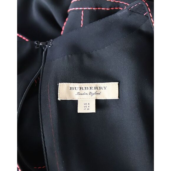 Burberry Contrasting Stitch Detail Dress In Black Viscose - Picture 4 of 5